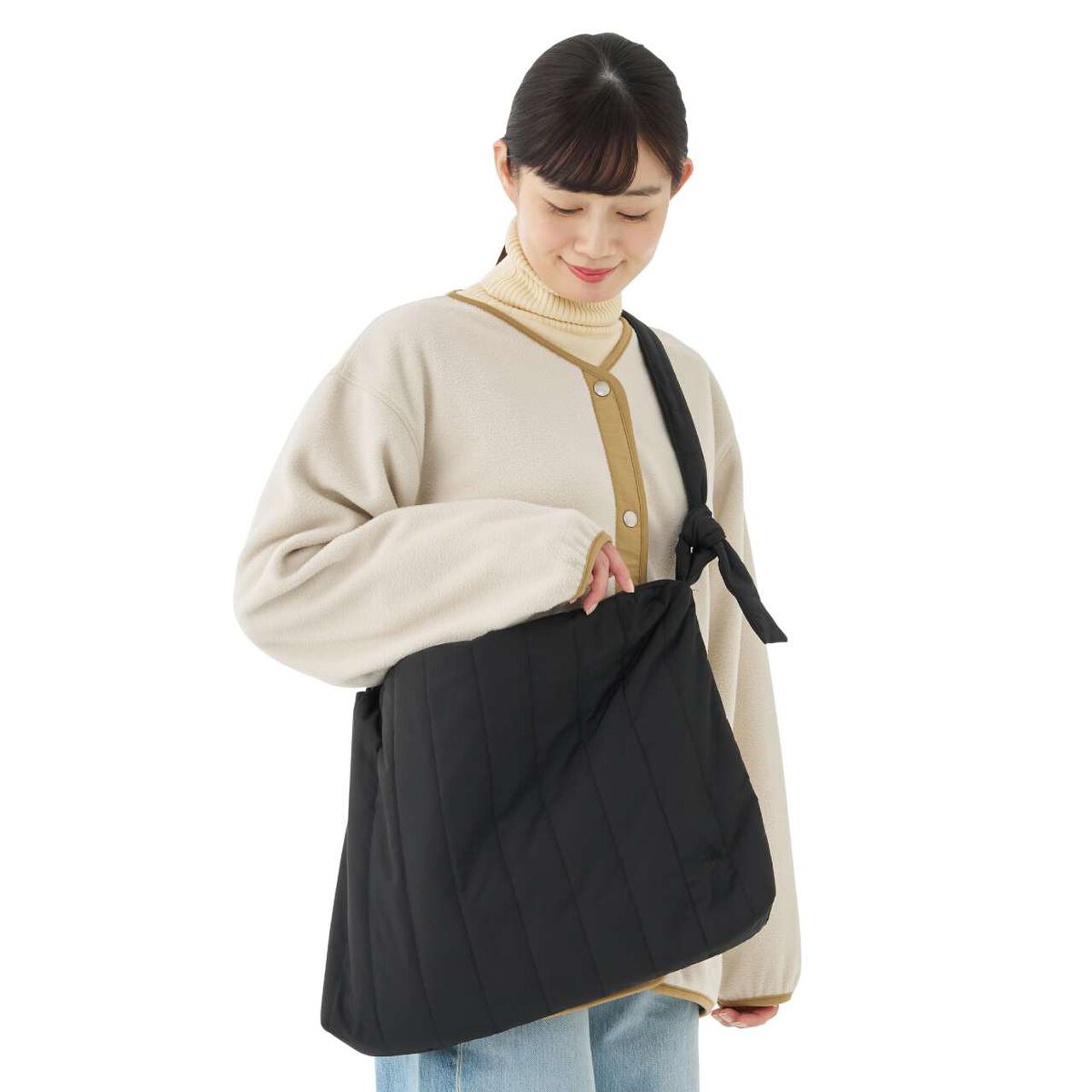 LOGOS Newspaper Quilt Bag - Beige,Khaki, large image number 5