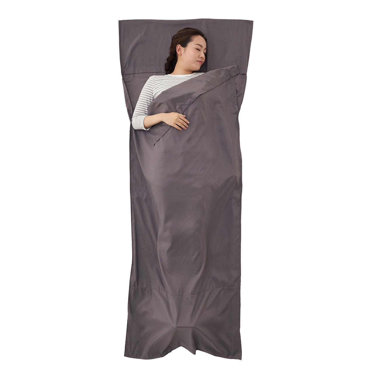 Antimicrobial/Odor-resistant Silk Inner Sleeping Bag,Charcoal, large image number 8