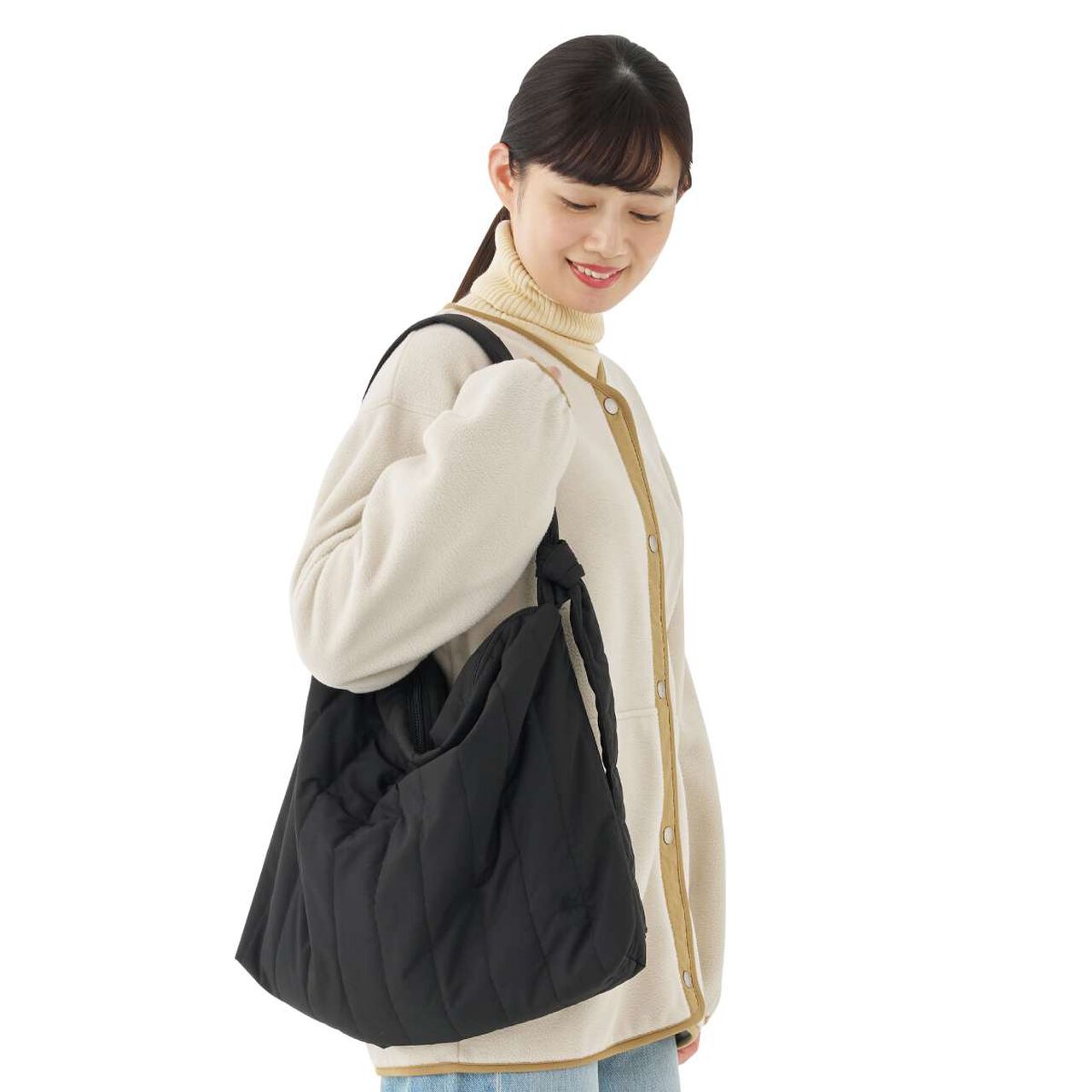 LOGOS Newspaper Quilt Bag - Beige,Khaki, large image number 4